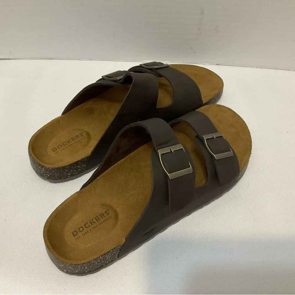 Dockers Brown‎ Two-Strap Sandals with Adjustable slip on leather upper Size 13